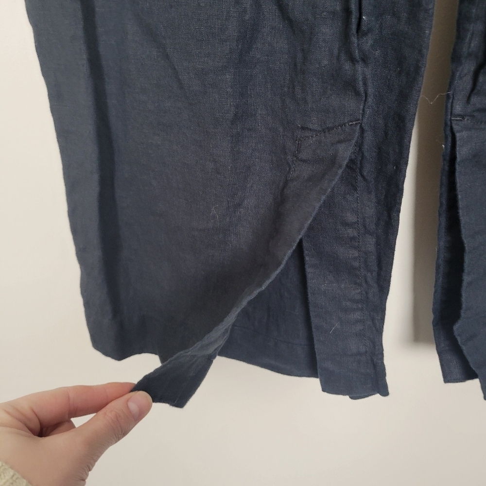 Athleta Retreat 100% Linen High Rise Wide Leg Pants Womens Large Black Relaxed - Picture 4 of 9